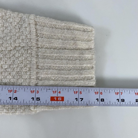 American Eagle Sweater Mens Small Ivory Cable Patchwork Mock Neck Pullover - Picture 9 of 11